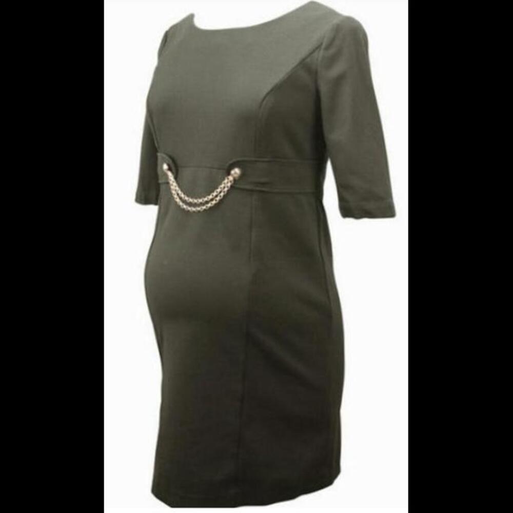 Black Rosie Pope Maternity Dress with Gold Chain  Size L